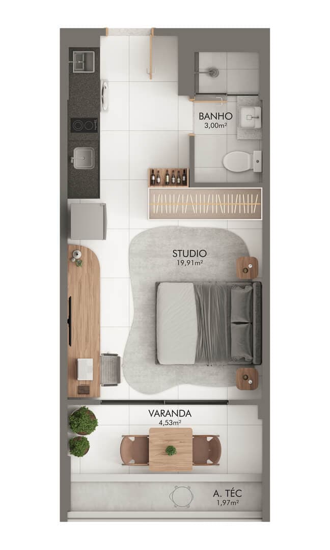 <p>Apartamento Coluna 09 Rebatida</p>
