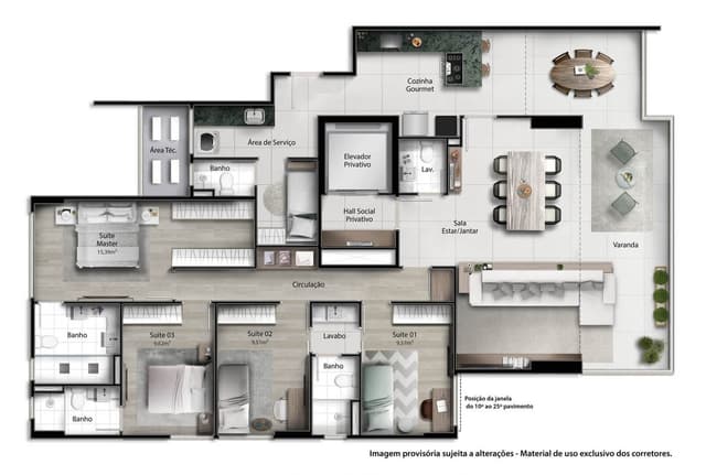 <p>Apartamento com suítes</p>
