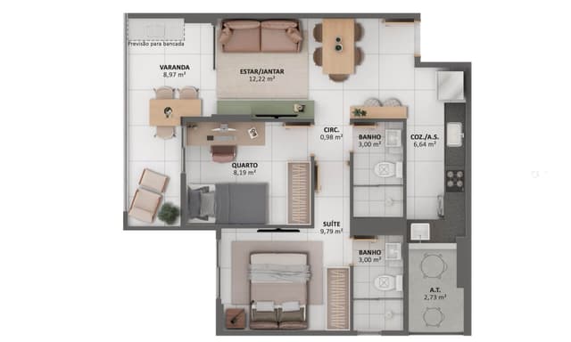 <p>Apartamento tipo 2</p>