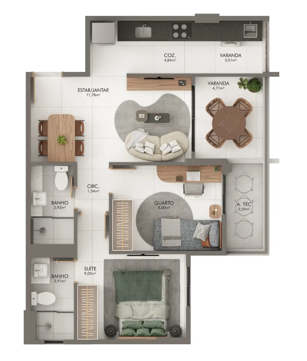 <p>Coluna 2 – 58,71m²</p>