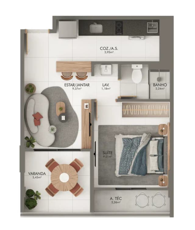 <p>Coluna 3 – 41,06m²</p>