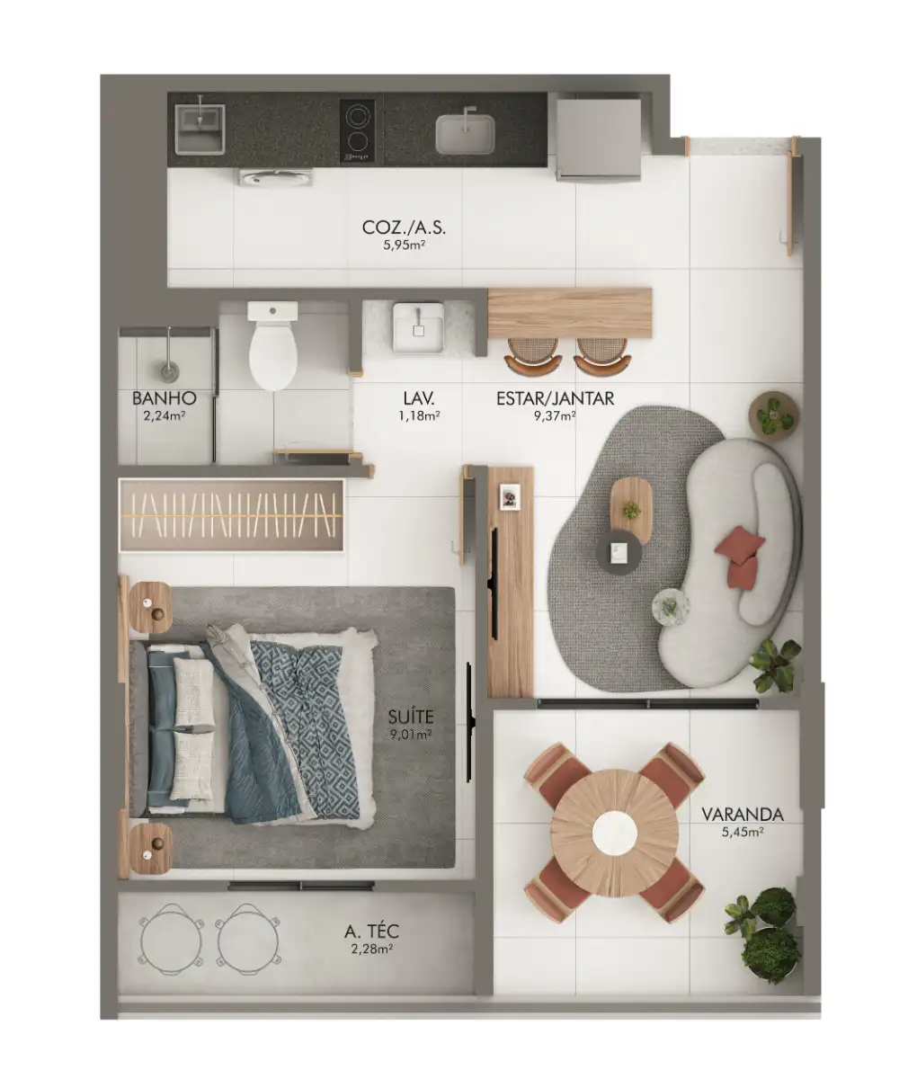 <p>Coluna 4 – 41,06m²</p>