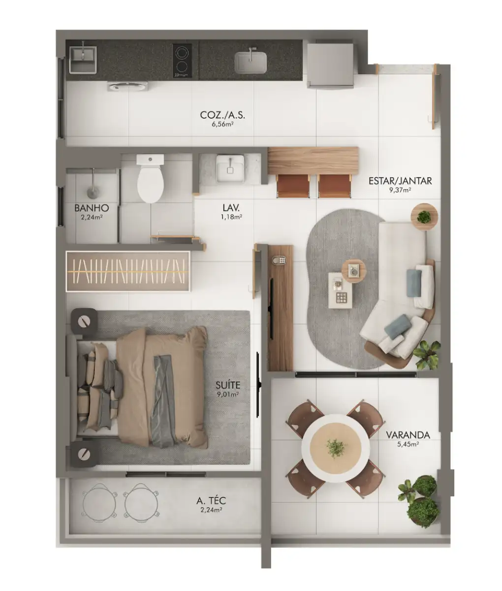 <p>Coluna 6 – 41,59m²</p>